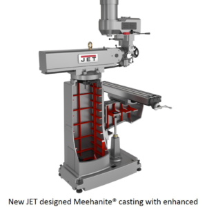 Jet JTM-1050EVS2/230 Mill With 3-Axis Acu-Rite 303 DRO (Knee) With X, Y and Z-Axis Powerfeeds and Air Powered Draw Bar 690680 – Image 2
