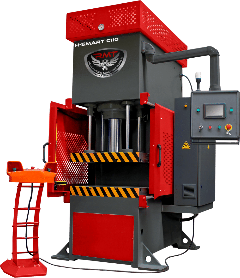 H-SMART-C110_2-Labeled-e1604347591658_0.png Revolution Machine Tools 15HP 110 Ton C-Frame Hydraulic Deep Drawing Press H-SMART C110